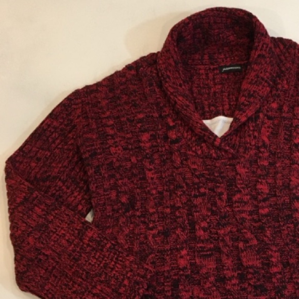 Cozy Red & Black Cable Knit Sweater